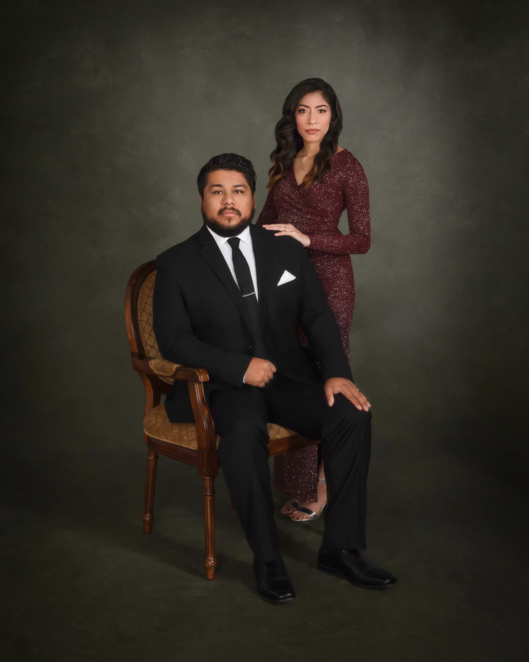 Burgundy & Black Couple Portrait