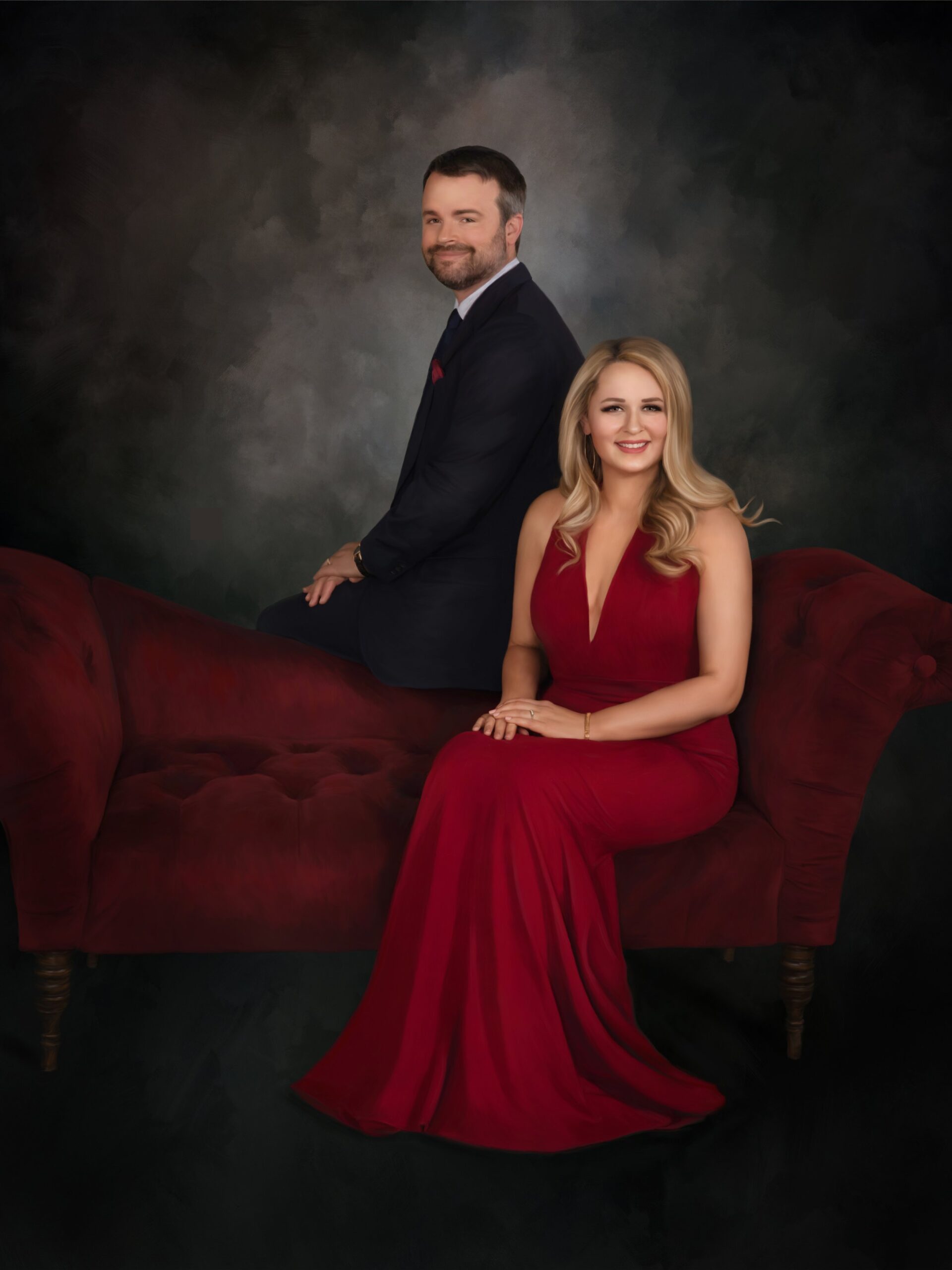 Crimson & Navy Couple Portrait