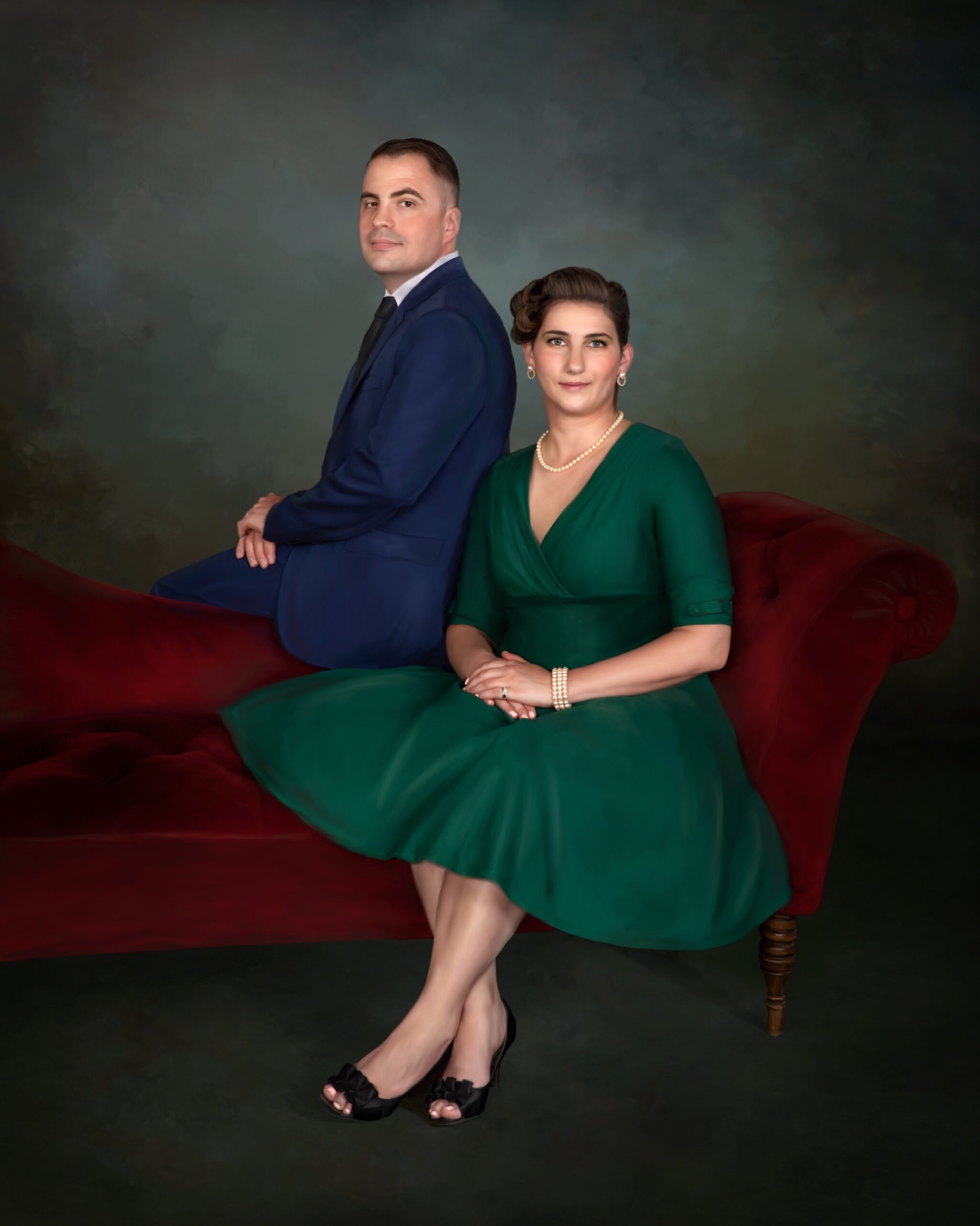 Emerald & Royal-Blue Couple Portrait