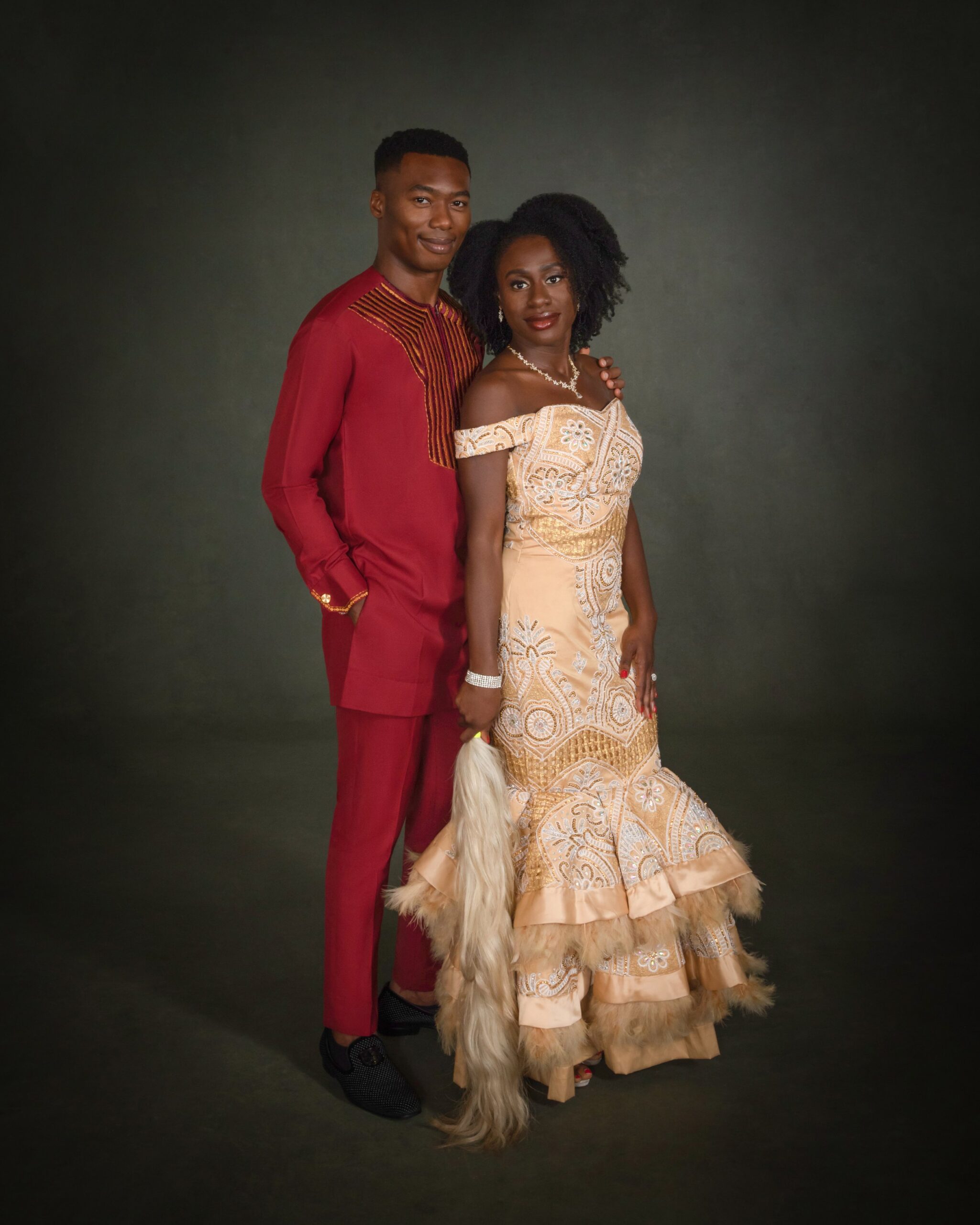 Gold & Crimson Regal Couple Portrait