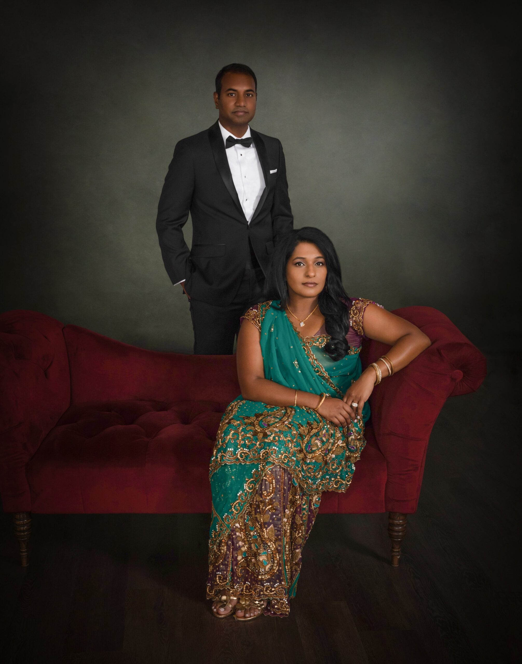 Teal & Gold Couple Portrait