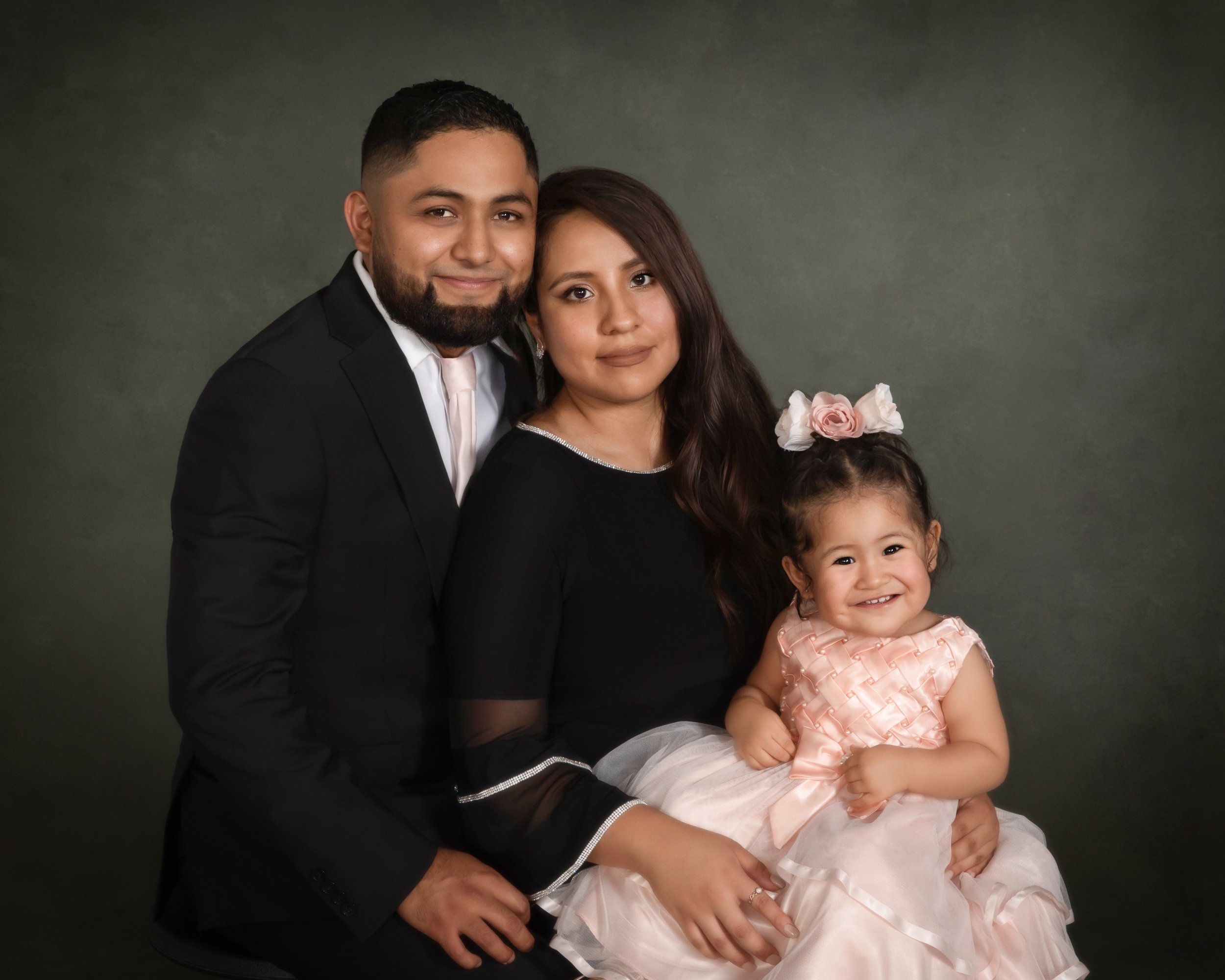 Black & Blush Half-Length Family Portrait