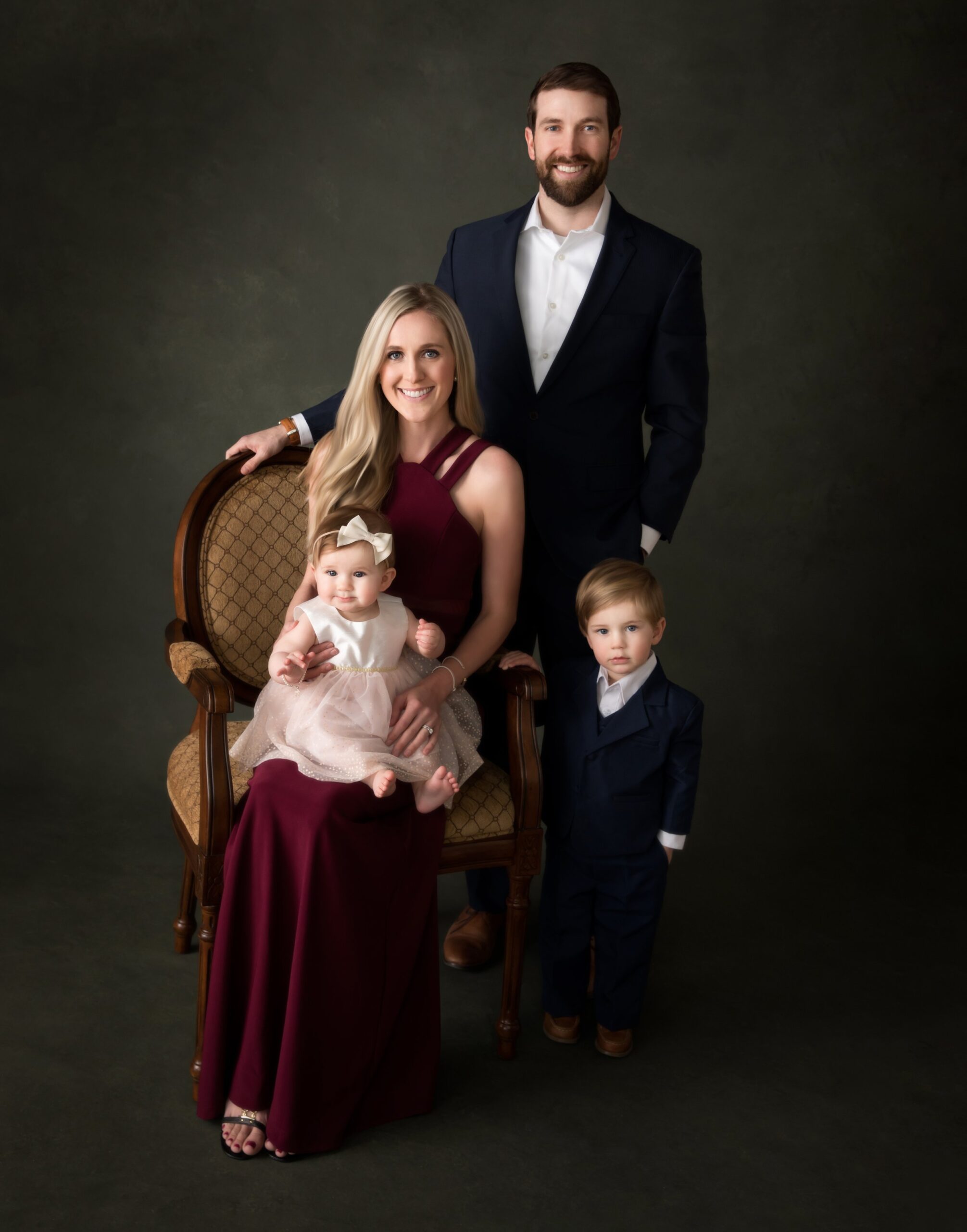 Navy & Burgundy Family Portrait