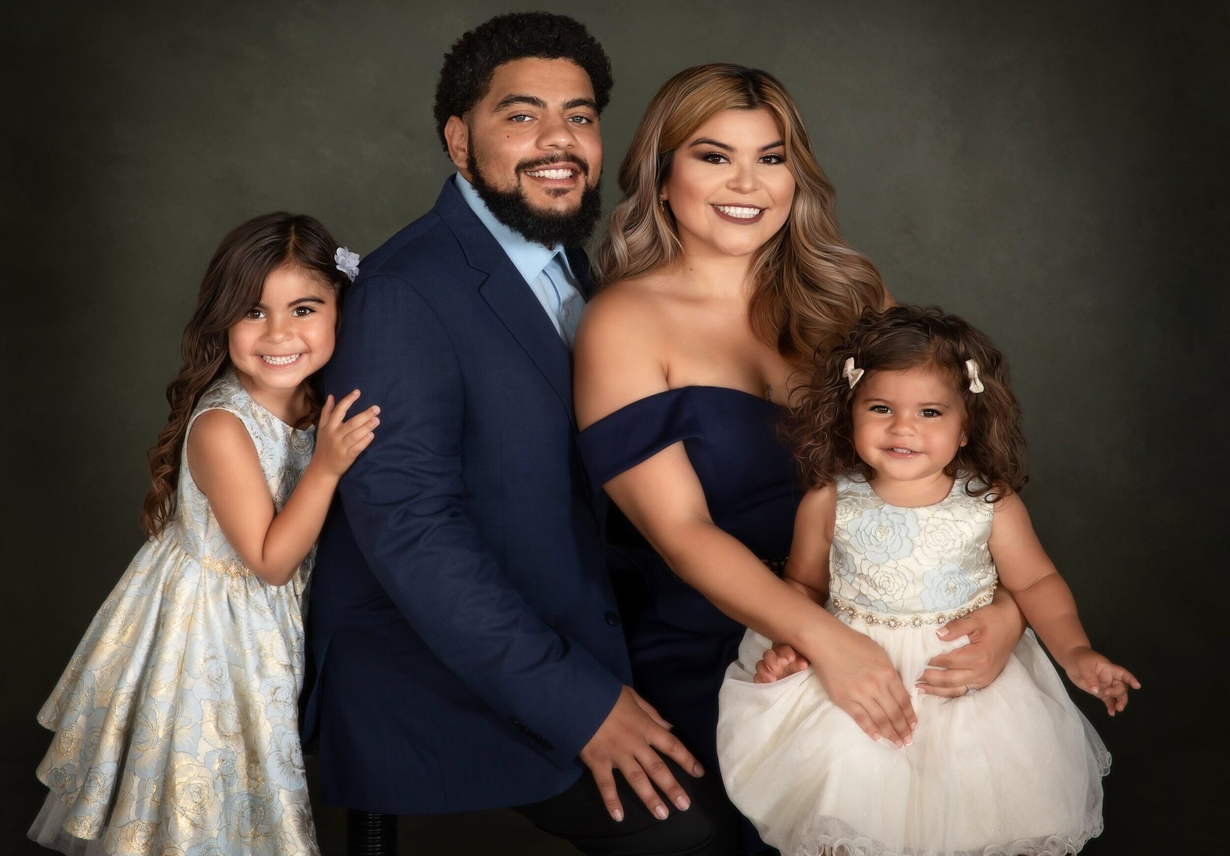 Navy & Ivory Floral Family Portrait