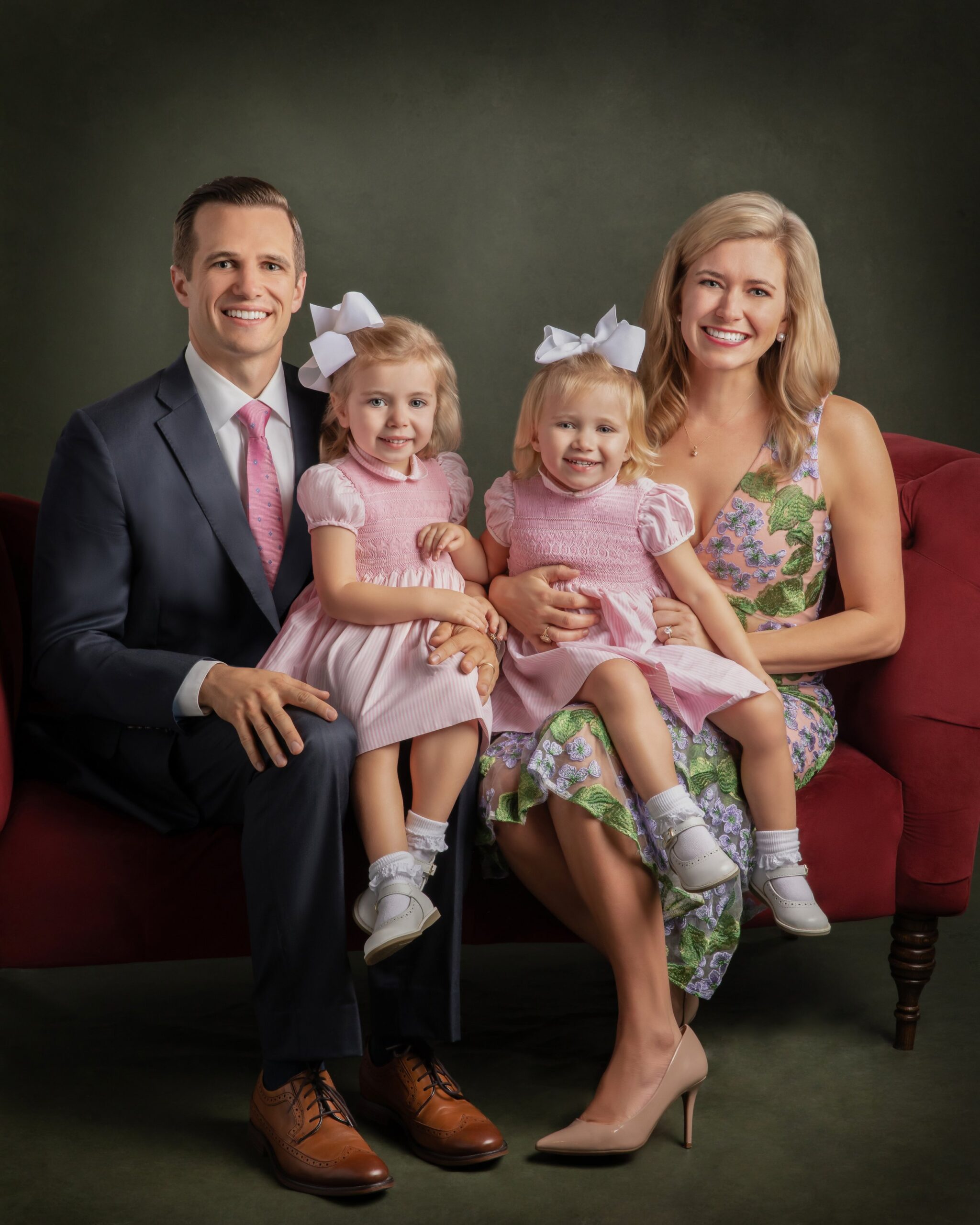 Navy & Pink Floral Family Portrait