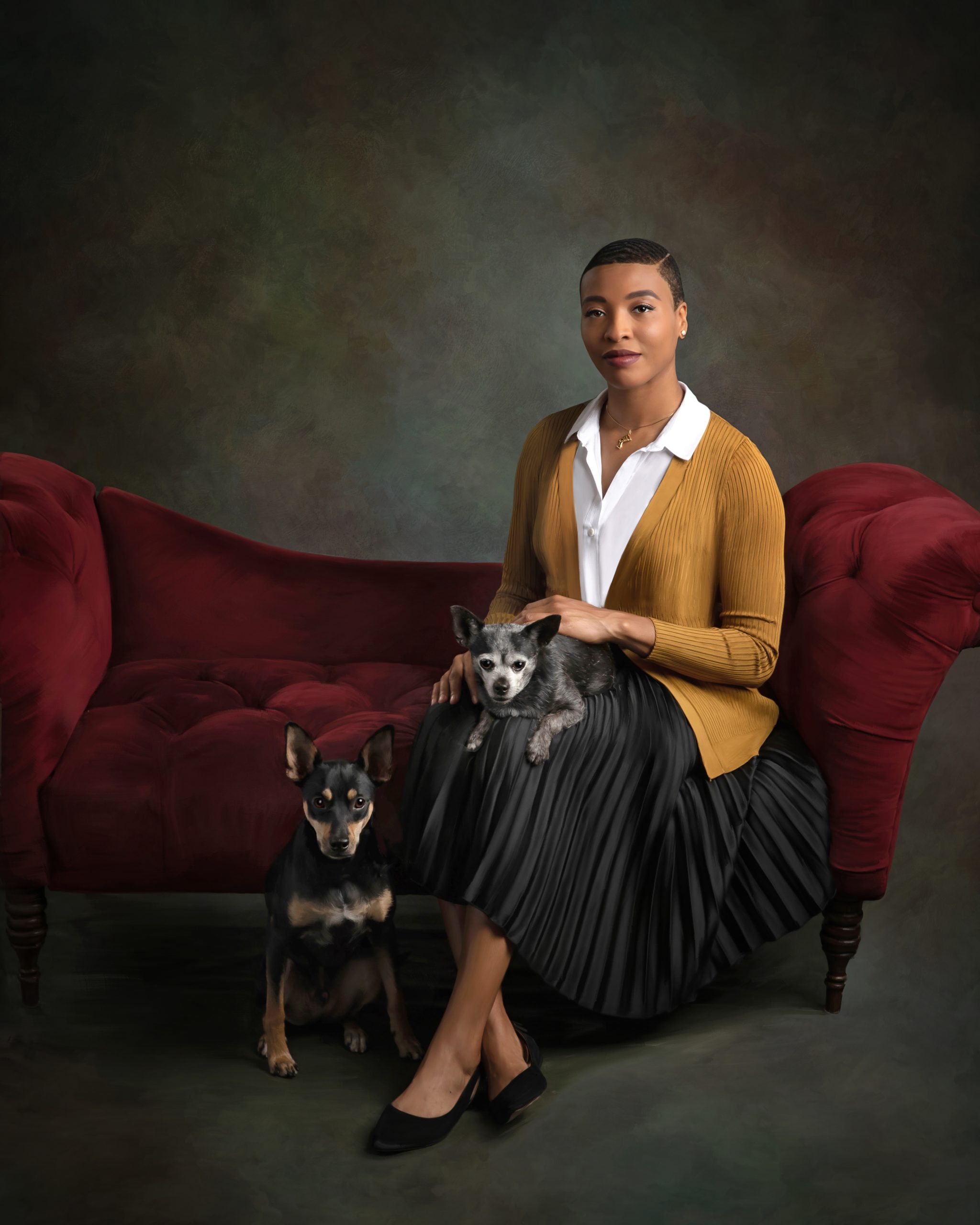 Mustard & Black Pet Portrait