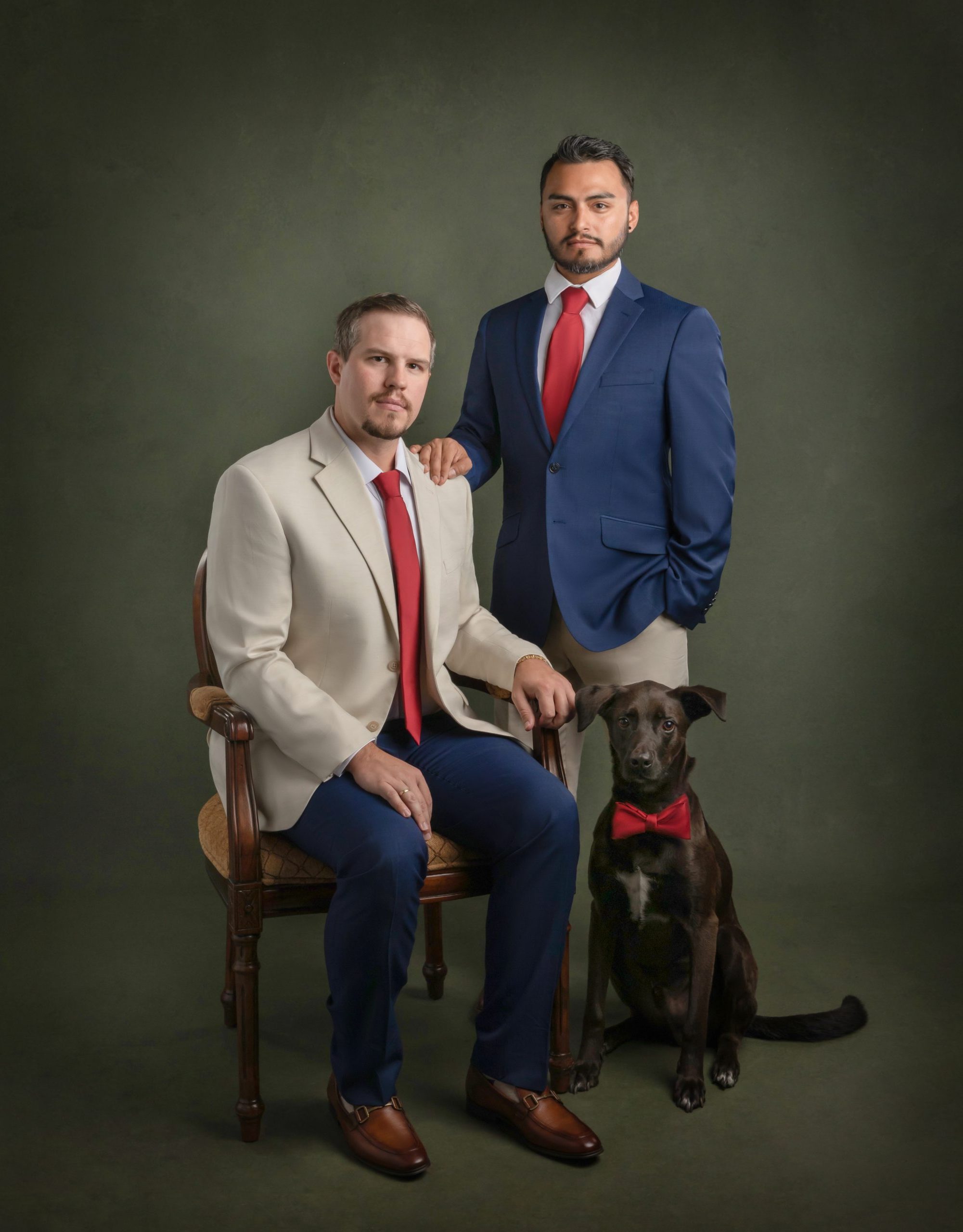 Tan & Blue Bow-Tie Pet Portrait